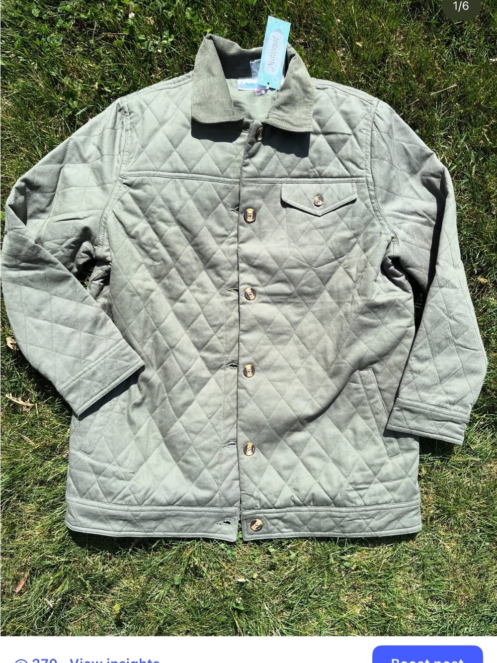 Women’s and Quilted Jacket in Light Olive - Classic Casual Coat